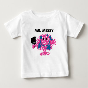 Camiseta Para Bebê Sr. Messy Segurando Um Pincel