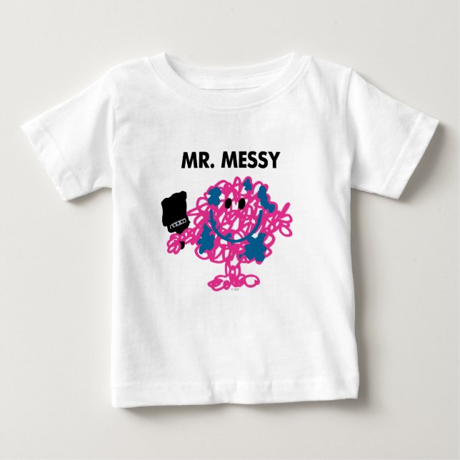 Camiseta Para Bebê Sr. Messy Segurando Um Pincel (Frente)