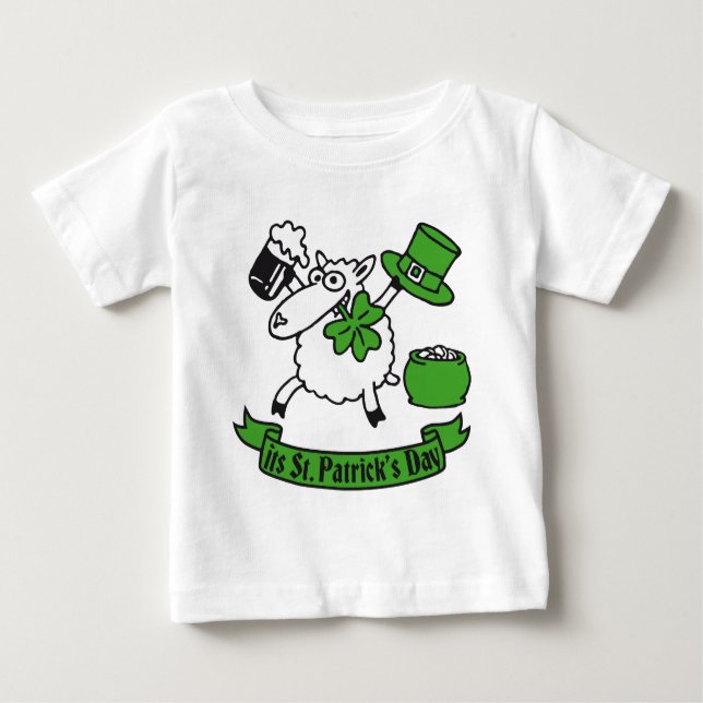 Camiseta Para Bebê St Patricks sheep (Frente)