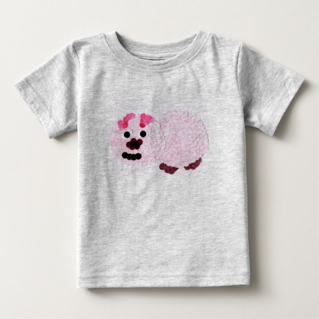 Camiseta Para Bebê Suíno Rosa (Frente)