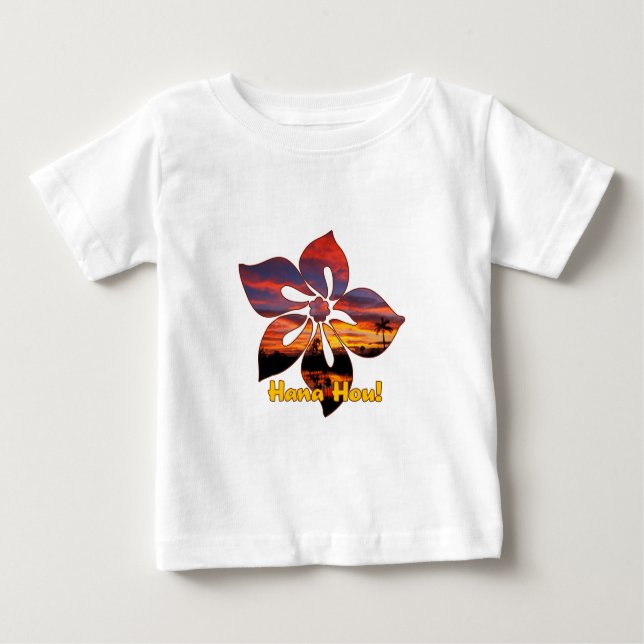 Camiseta Para Bebê Sunset Hibiscus Hawaiian Tee (Frente)