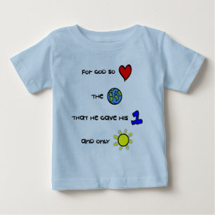 Camiseta Para Bebê T cristão do bebê - para o deus amou assim o mun
