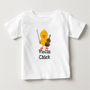Camiseta Para Bebê T da criança do pintinho do violino