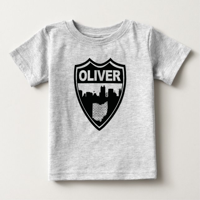 Camiseta Para Bebê T da skyline de Oliver (Frente)