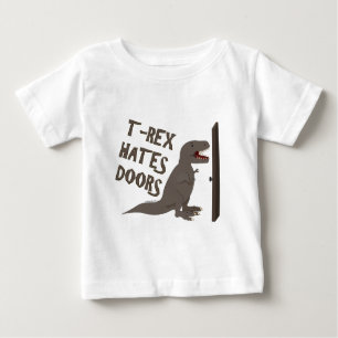 Camiseta Para Bebê T-Rex deia portas