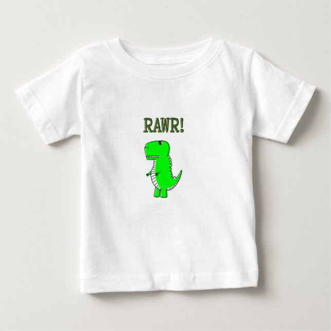 Camiseta Para Bebê T-Rex RAWR bonito e com raiva (Frente)