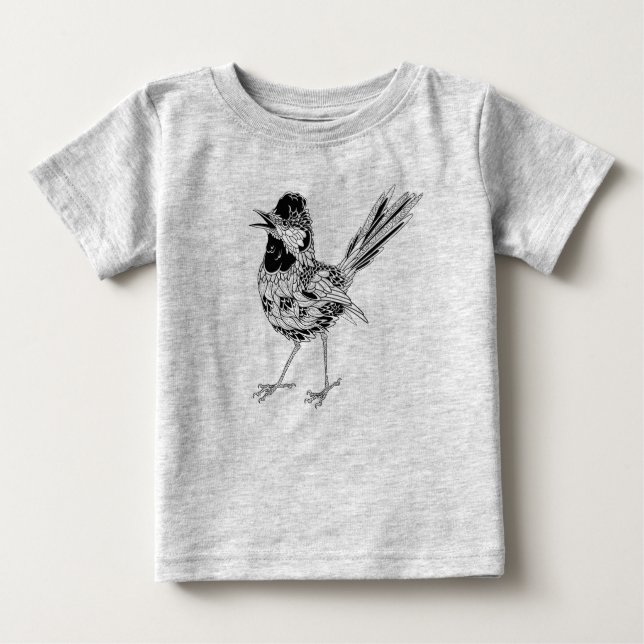 Camiseta Para Bebê Tatuagem do pássaro (Frente)