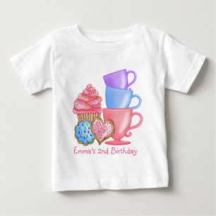 Camiseta Para Bebê Tea party do aniversário do país das maravilhas