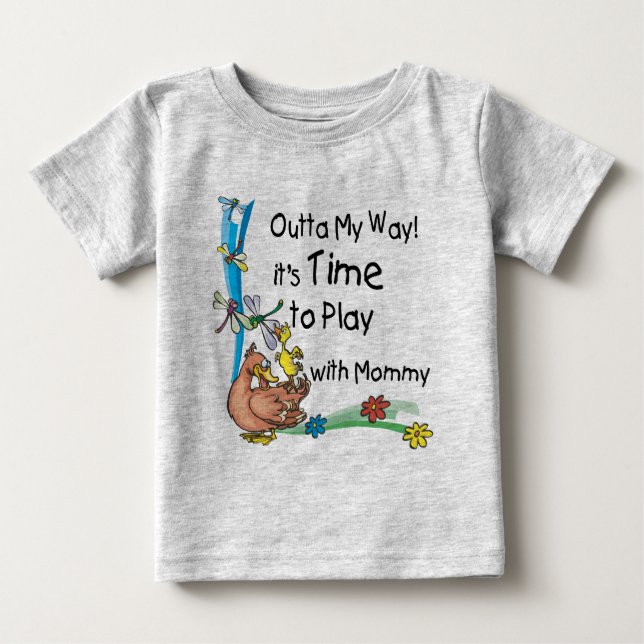 Camiseta Para Bebê Tempo para jogar com Mamães (Frente)