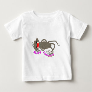 Camiseta Para Bebê "Tempo Sonolento", Sock Monkey Dormindo