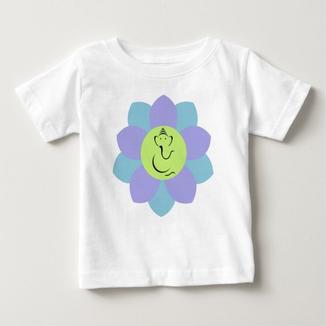Camiseta Para Bebê Teste padrão de flor de Ganesh do deus (Frente)