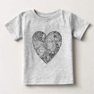 Camiseta Para Bebê Teste padrão do coração da borboleta