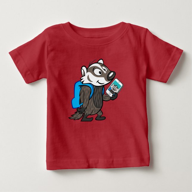 Camiseta Para Bebê Texugo Selfie do filho do baby-boom do guaxinim | (Frente)