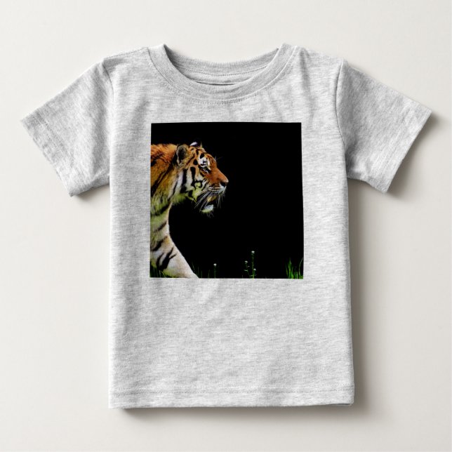 Camiseta Para Bebê Tiger Aproximando-se - Trabalho de arte animal sel (Frente)