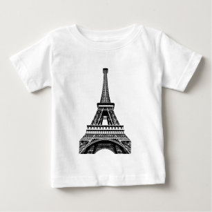Camiseta Para Bebê Trabalhos de arte brancos pretos da arte de Paris