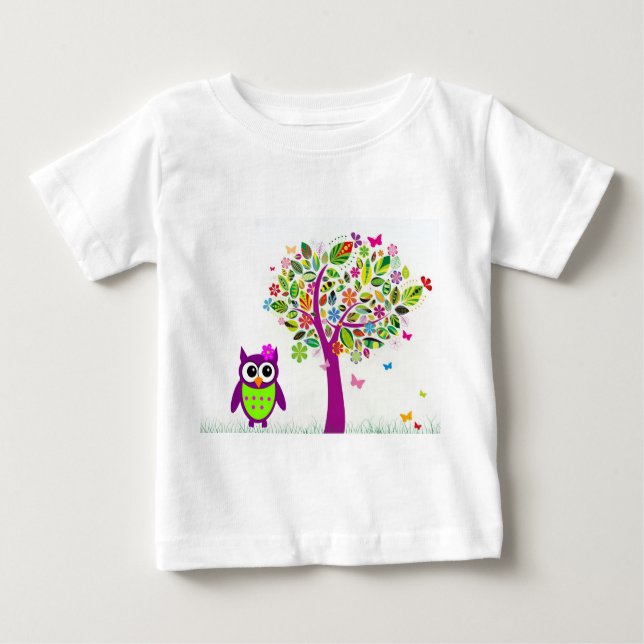 Camiseta Para Bebê Trendy Owl (Frente)