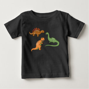 Camiseta Para Bebê Três Dinossauros Fofos