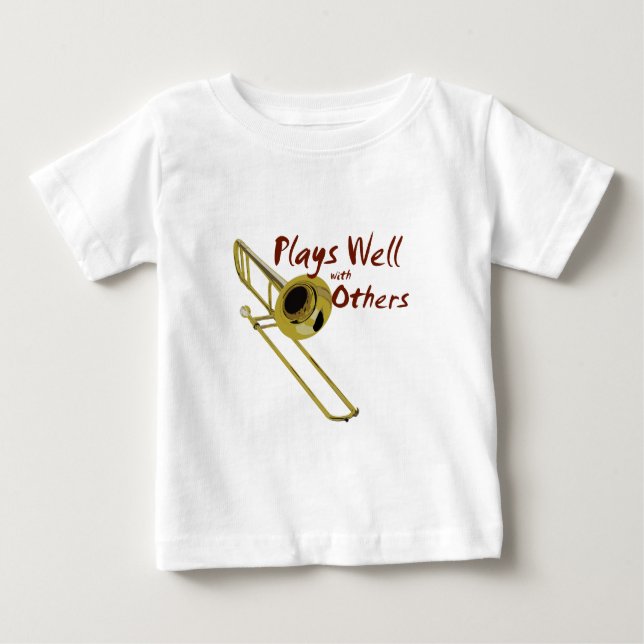 Camiseta Para Bebê Trombone joga bem (Frente)