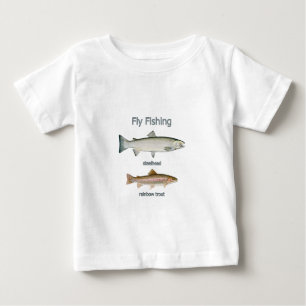 Camiseta Para Bebê Truta de arco-íris da pesca com mosca - truta