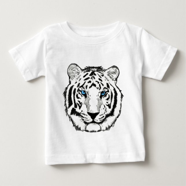 Camiseta Para Bebê TShirt branco da criança do tigre (Frente)