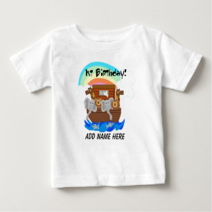 Camiseta Para Bebê Tshirt do primeiro aniversario da arca de Noah