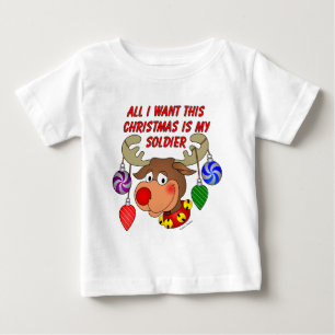Camiseta Para Bebê Tudo o que quero no Natal é o meu Soldado