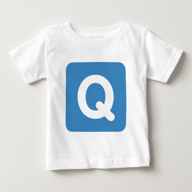 Camiseta Para Bebê Twitter emoji letter Q (Frente)