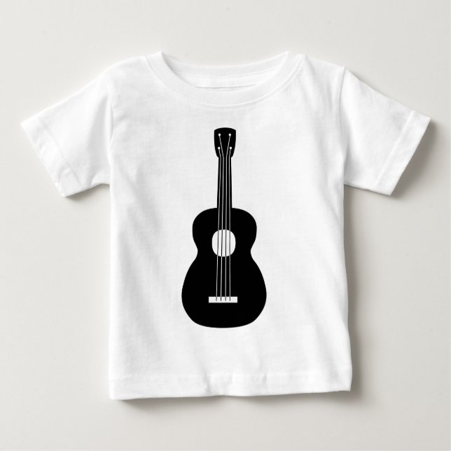 Camiseta Para Bebê Ukulele - Preto (Frente)