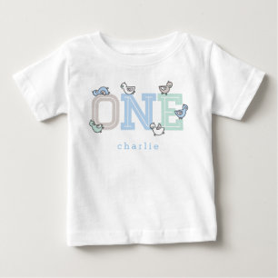Camiseta Para Bebê Um Azul Caprichoso Bebe Menino Patos Patinhos Fofo
