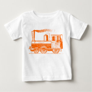 Camiseta Para Bebê Um homem e seu trem - Laranja