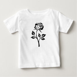 Camiseta Para Bebê Um vestido branco de Rosa preto