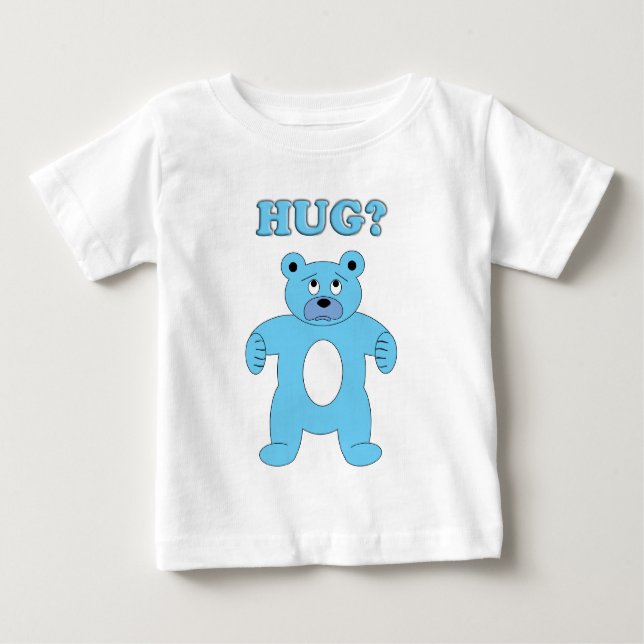 Camiseta Para Bebê Urso Azul Triste - Abraço? (Frente)