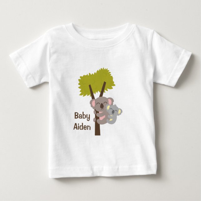 Camiseta Para Bebê Urso Coala Bebê Fofo e Mamãe Para Bebês (Frente)