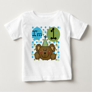 Camiseta Para Bebê Urso de ursinho eu sou um primeiro aniversário