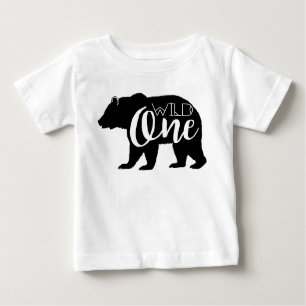 Camiseta Para Bebê Urso Único Selvagem   Primeira Festa de aniversári