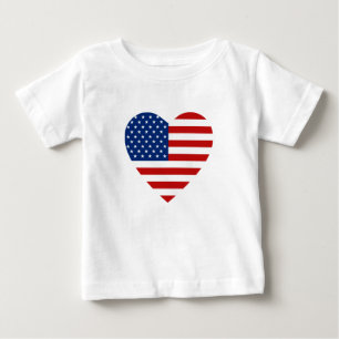 Camiseta Para Bebê USA Flag Heart Shirt