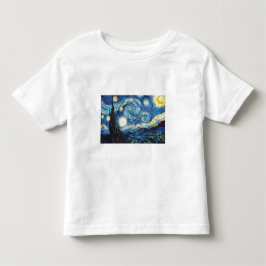 Camiseta Para Bebê Van Gogh Noite Estrelada Paz Amor Destino
