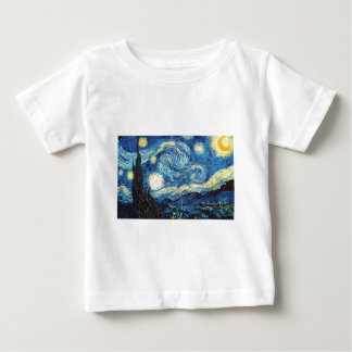 Camiseta Para Bebê Van Gogh Noite Estrelada Paz Amor Destino