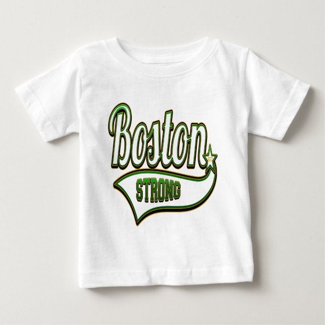 Camiseta Para Bebê VERDE irlandês forte de Boston (Frente)