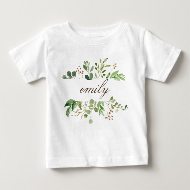 Camiseta Para Bebê Verde Nome Personalizado Bebê (Frente)