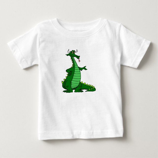 Camiseta Para Bebê Verde parvo do dragão (Frente)