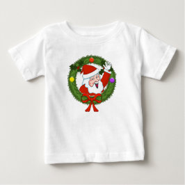 Camiseta Para Bebê Vestido de Santa em Coroa de Folhas com Babado par