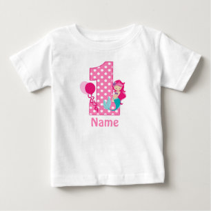 Camiseta Para Bebê Vestido personalizado sereia do rosa da menina do