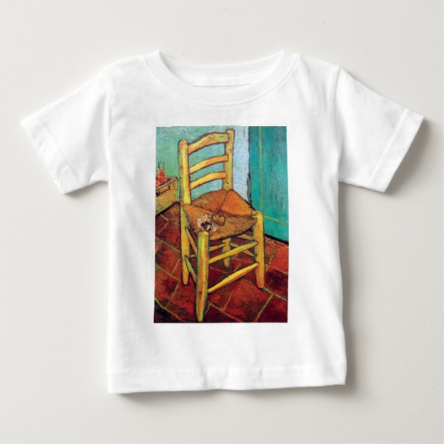 Camiseta Para Bebê Vincent Van Gogh - A Cadeira de Vincent com Cachim (Frente)