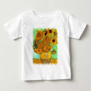 Camiseta Para Bebê Vincent Van Gogh - Vase Com Doze Girassóis
