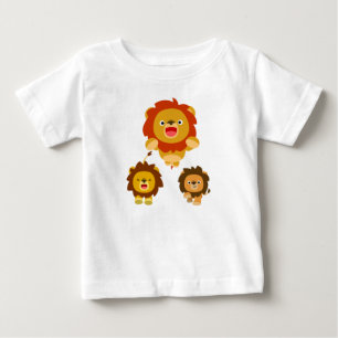 Camiseta Para Bebê "Vindo!" Três Bons Cartoons Leões Camiseta Bebê