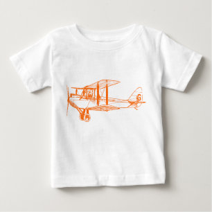 Camiseta Para Bebê Vintage Biplane - Laranja