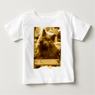 Camiseta Para Bebê Vintage Blue Cat Russo