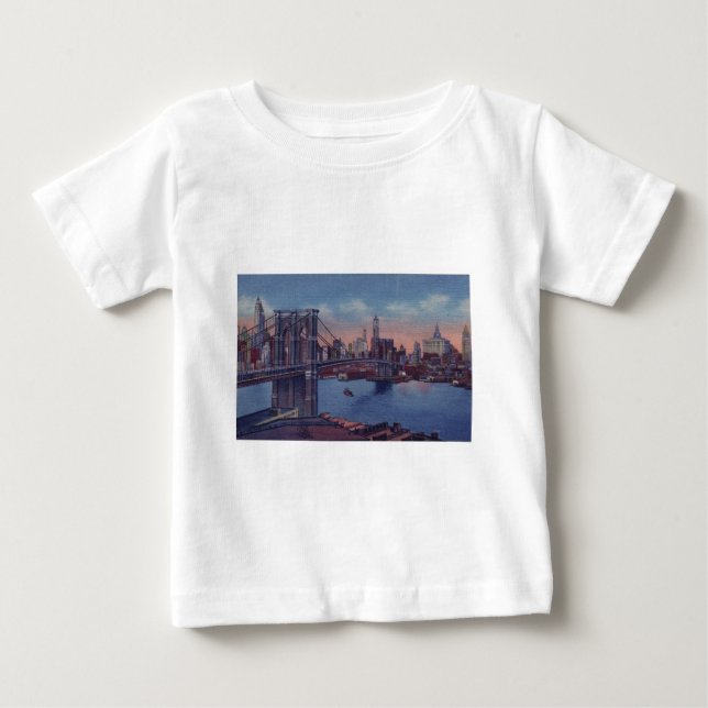 Camiseta Para Bebê Vintage Brooklyn Bridge (Frente)
