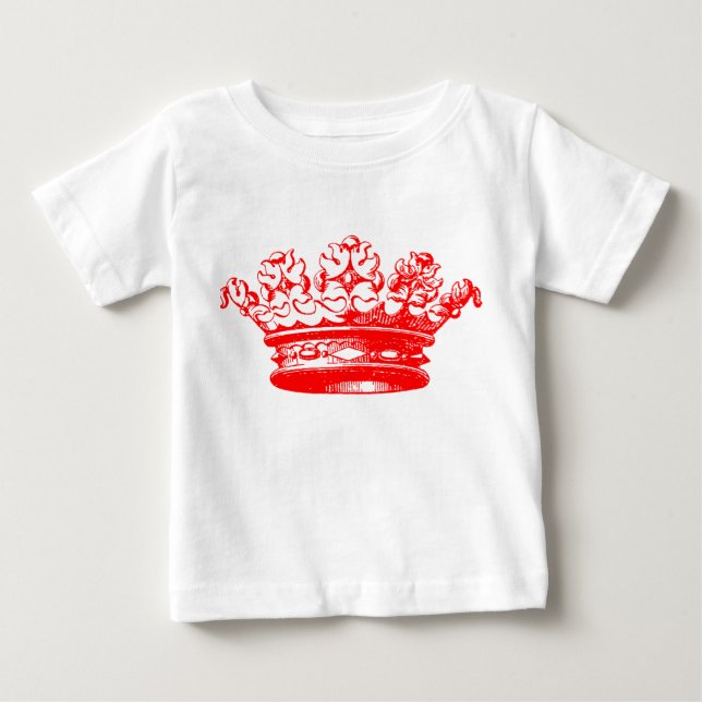 Camiseta Para Bebê Vintage Crown - Vermelho (Frente)